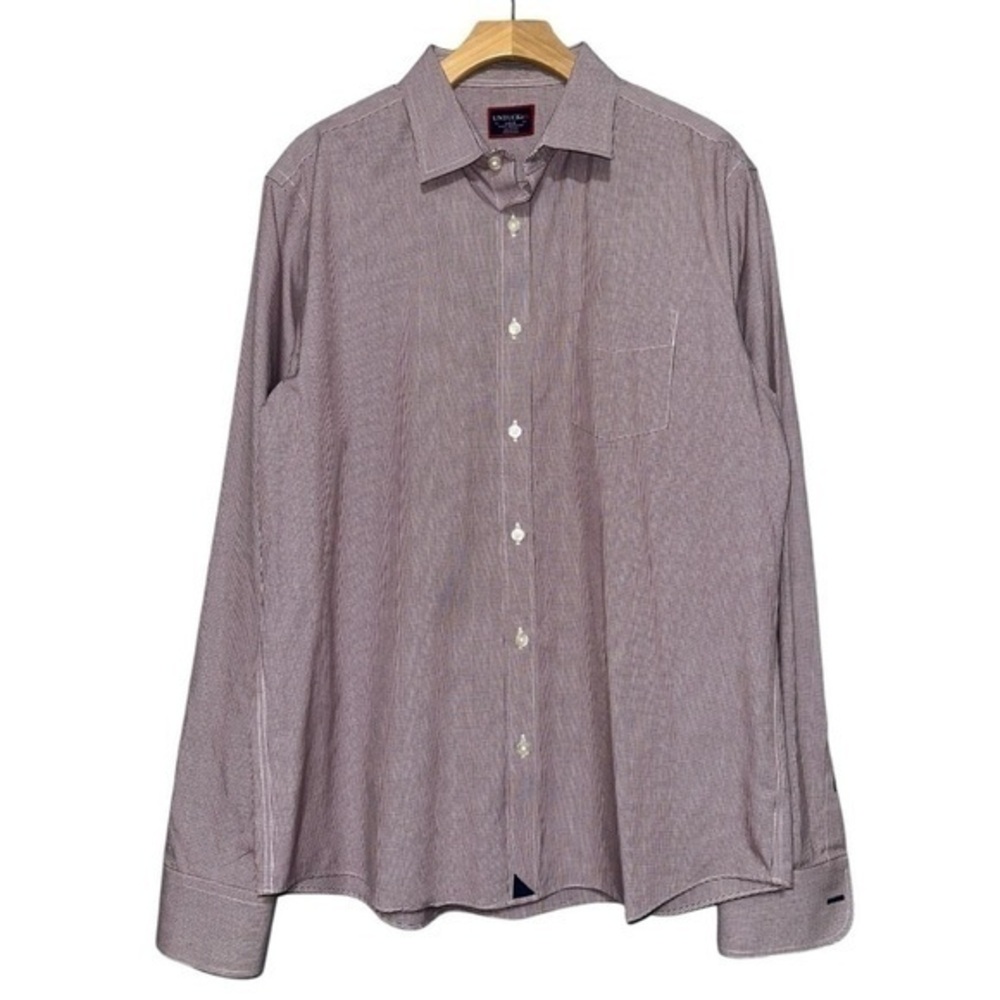 UNTUCKit Men’s Size L Red White Blue Cotton Micro Check Button Down Shirt
